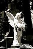 Fotograf Grav staty ängel rhodos grekland lindos B&W